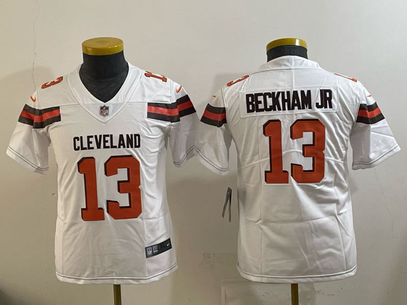 Youth 2025 Nike Cleveland Browns #13 Beckham jr white Retro Limited NFL Jersey style 01->youth nfl jersey->Youth Jersey